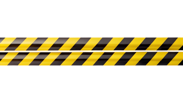 Horizontal black and yellow caution tape isolated on transparent background
