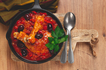 Pollo alla romana, Roman chicken, homemade, no people,