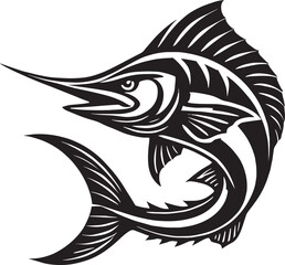 Big Marlin Fish silhouette icon vector illustration isolated on white background