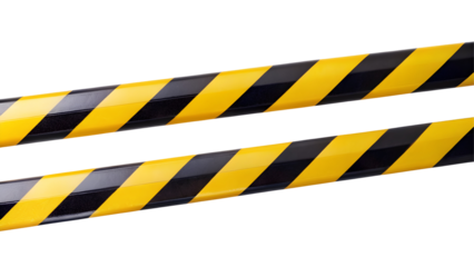 Horizontal black and yellow caution tape isolated on transparent background