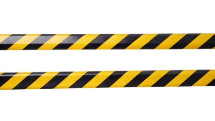 Horizontal black and yellow caution tape isolated on transparent background