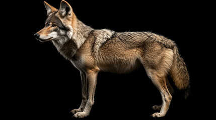 Fototapeta premium Full-body portrait of a Gray Wolf in its natural habitat, showcasing its sleek fur and powerful build