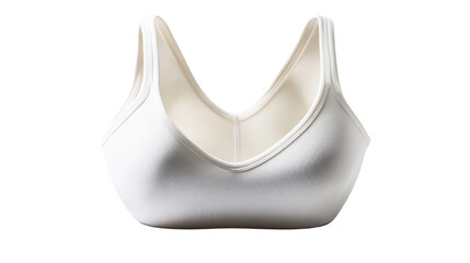 Sleek white sports bra on a white isolated background, perfect for fitness and active lifestyle photography.