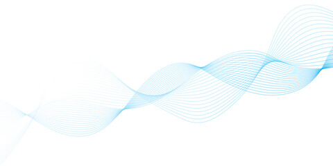 Abstract soft blue glowing wave curved lines background. Digital frequency track equalizer. Vector illustration.