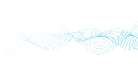 Abstract soft blue glowing wave curved lines background. Digital frequency track equalizer. Vector illustration.