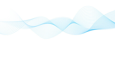 Abstract soft blue glowing wave curved lines background. Digital frequency track equalizer. Vector illustration.