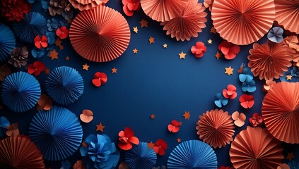 Obraz premium Blue and Red Paper Decorations for President's Day