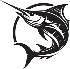 Big Marlin Fish silhouette icon vector illustration isolated on white background