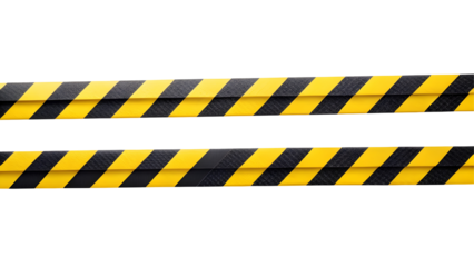 Horizontal black and yellow caution tape isolated on transparent background