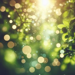 Fototapeta premium Abstract Green Bokeh Texture with Blurred Effect. Made with generative AI