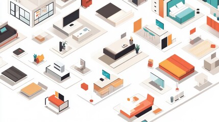 Obraz premium Modern Infographic Style Interior Design Elements