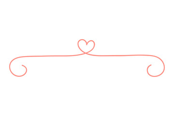 Png pink heart scroll divider, doodle vintage style