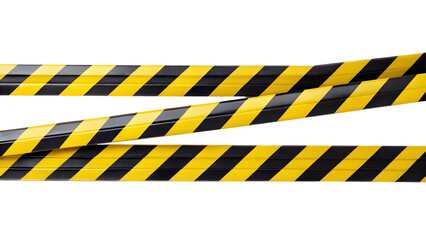 Horizontal black and yellow caution tape isolated on transparent background