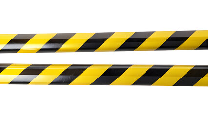 Horizontal black and yellow caution tape isolated on transparent background