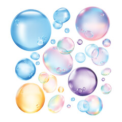 PNG Colorful transparent floating bubbles on transparent background