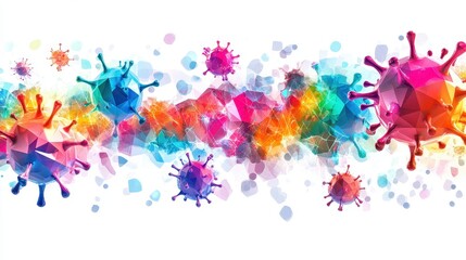 Obraz premium A vibrant representation of bacteria interacting, bioluminescent glow, fantasy-inspired art, isolated on white background