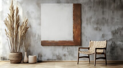 Rustic Interior Design with Pampas Grass and Modern Chair