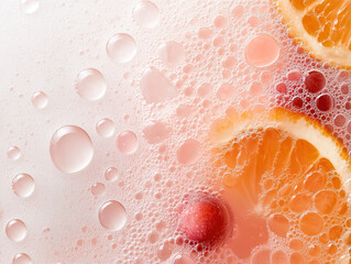 Effervescent Citrus and Berry Splash: Vibrant Fruit and Bubble Close-Up