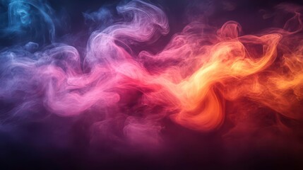 Obraz premium A vibrant swirl of colorful smoke creates a mystical and artistic atmosphere, blending shades of blue, pink, and orange.
