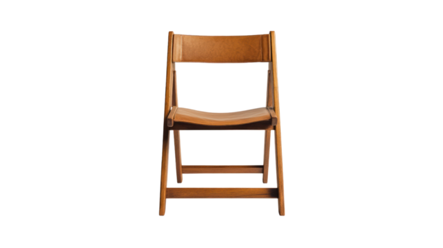 A simple wooden chair on a white isolated background, showcasing its sturdy design and functionality for various settings.