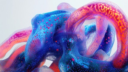 A vibrant representation of bacteria interacting, bioluminescent glow, fantasy-inspired art, isolated on white background