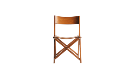 A stylish wooden folding chair with an elegant design, perfect for any modern interior or outdoor setting, isolated on a white background.