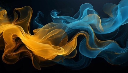 Obraz premium black background blue and yellow smoke in an abstract form mobile phone wallpaper