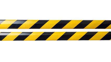 Horizontal black and yellow caution tape isolated on transparent background
