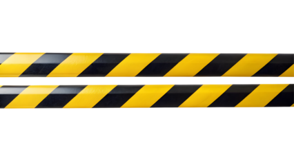 Horizontal black and yellow caution tape isolated on transparent background