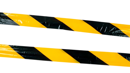 Horizontal black and yellow caution tape isolated on transparent background