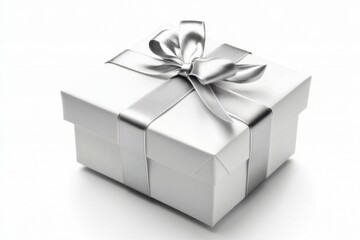 Obraz premium A white box with a silver bow on top