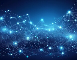 Fototapeta premium abstract connected dots on bright blue background technology concept