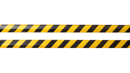 Horizontal black and yellow caution tape isolated on transparent background