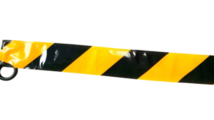 Horizontal black and yellow caution tape isolated on transparent background