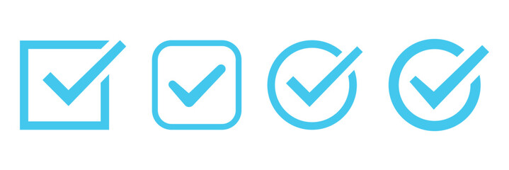 Blue check mark tick verification icon. check mark button. 