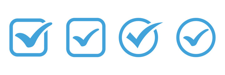Blue check mark tick verification icon. check mark button. 