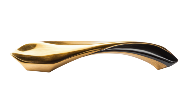 Stylish and modern door handle design in gold and black, isolated on a white background for a clean and elegant presentation.