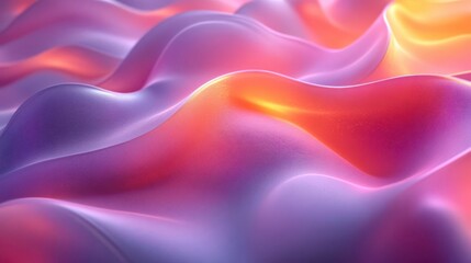 Obraz premium A vibrant, flowing abstract image showcasing smooth, undulating waves in shades of pink and purple, illuminated by soft light.