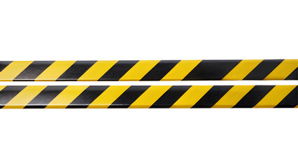 Horizontal black and yellow caution tape isolated on transparent background
