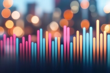 Fototapeta premium Vibrant soundwave display with colorful lights.