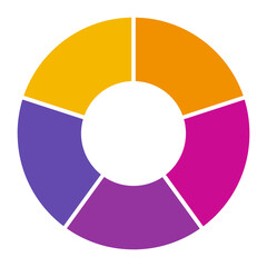 Basic circle infographic with 5 steps, process or options.