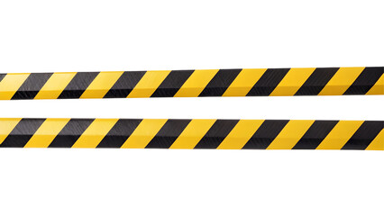 Horizontal black and yellow caution tape isolated on transparent background