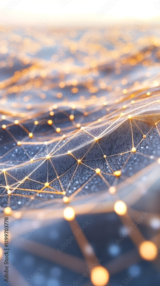 Aufkleber digital wave forming golden network connections, symbolizing technological innovation