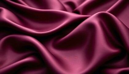 Obraz premium Close-up of luxurious dark burgundy silk fabric with soft folds and light reflections