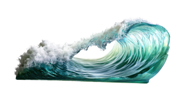 A stunning wave crashing, showcasing vibrant blues and whites. Perfect for illustrating the power of nature and oceanic beauty.