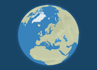 An illustrated globe, centered over Europe / the Nordics.
