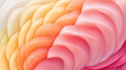 a platter of raw sashimi slices, including tuna, salmon, and yellowtail, arranged artistically