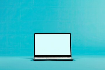Ultra Hd Image of Laptop on Blue Background Mock Up