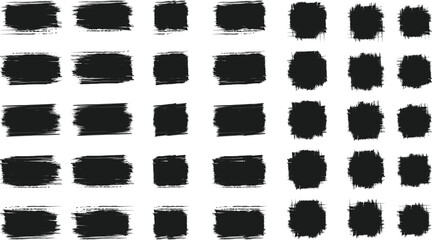 Black brush strock set and white background 