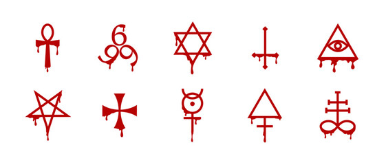 A haunting icon of a blood marked pentagram with minimalist details, representing dark magic, alchemy, and esoteric horror, perfect for spiritual designs.